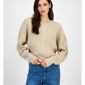 Tommy Hilfiger Beige Cable Knit Sweater SZ L